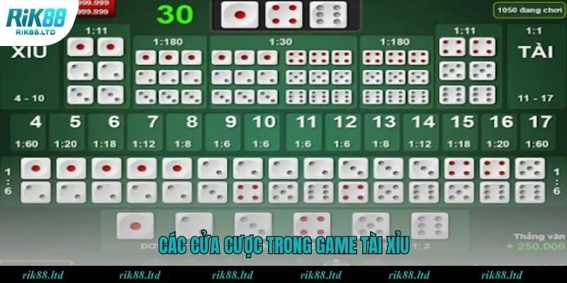 Tổng hợp các cửa cược phổ biến trong game sicbo trực tuyến